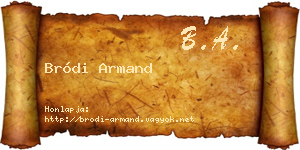 Bródi Armand névjegykártya